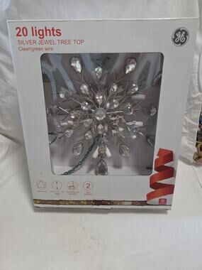 Silver Jeweled Tree Top 20 Lights GE New * Tested*